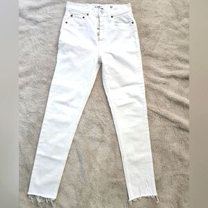 Re/Done Redone Original 2017 High Rise Ankle Crop Stretch White Jeans Size 26